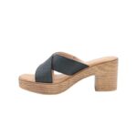 ⁦بابوج أنيق مع كعب متوسط ونقشة خشبية على النعل يناسب الإطلالات الصيفية الكاجوال والأنيقة⁩ - الصورة ⁦5⁩