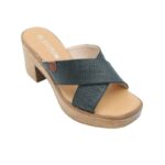 ⁦بابوج أنيق مع كعب متوسط ونقشة خشبية على النعل يناسب الإطلالات الصيفية الكاجوال والأنيقة⁩ - الصورة ⁦6⁩