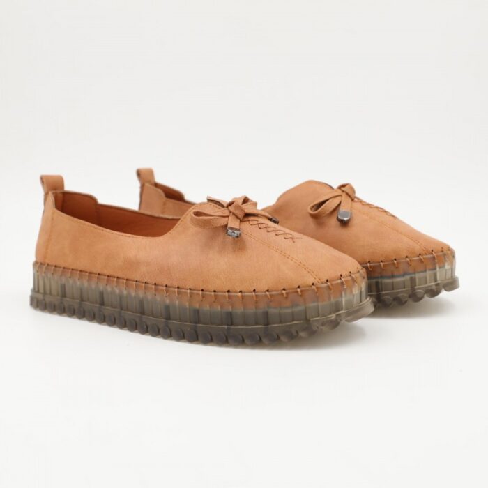 ⁦كندرة ستاتية مريحة نعل مرتفع لون عسلي⁩ - الصورة ⁦7⁩