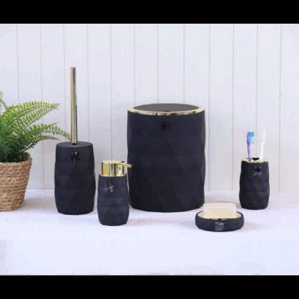 طقم اكسسوارات حمام 5 قطع LUMINOUS BLACK & GOLD