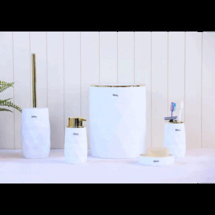 طقم اكسسوارات حمام 5 قطع LUMINOUS WHITE & GOLD