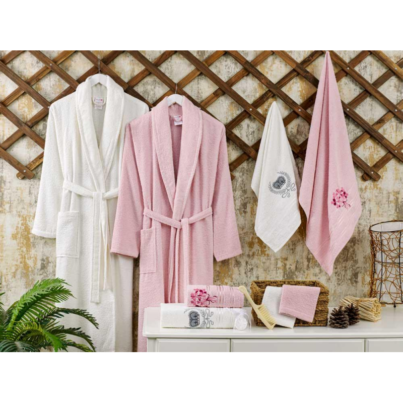 ⁦طقم روب حمام قطن 100% 10 قطع VALOR ECO POUDRA & CREAM⁩ - الصورة ⁦1⁩