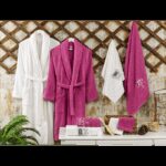 طقم روب حمام قطن 100% 10 قطع VALOR ECO DAMSON & CREAM