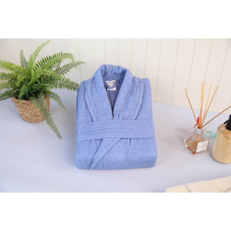 ⁦روب حمام قطن 100% VALOR SİLVER BLUE ONE SIZE⁩ - الصورة ⁦1⁩