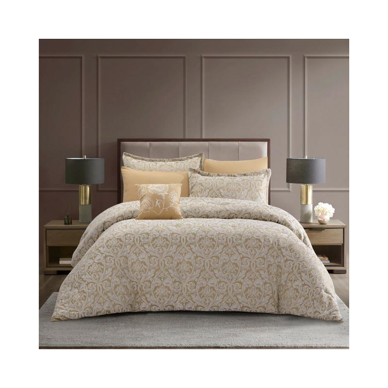 ⁦طقم غطاء تخت 7 قطع TAILOR JACQUARD - PAISLEY GOLD KING 270X240 CM⁩ - الصورة ⁦1⁩