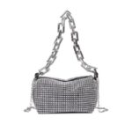 ⁦شنطة كروس نسائية صغيرة مصنوعة من حجر الراين اللامع مع سلسة كتف أنيقة⁩ - الصورة ⁦2⁩