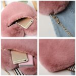 ⁦شنطة كتف أنيقة للصبايا على شكل قلب مع سحاب وسلسة باللون الذهبي ارتفاع 20 سم وعرض 25 سم لون زهري⁩ - الصورة ⁦5⁩