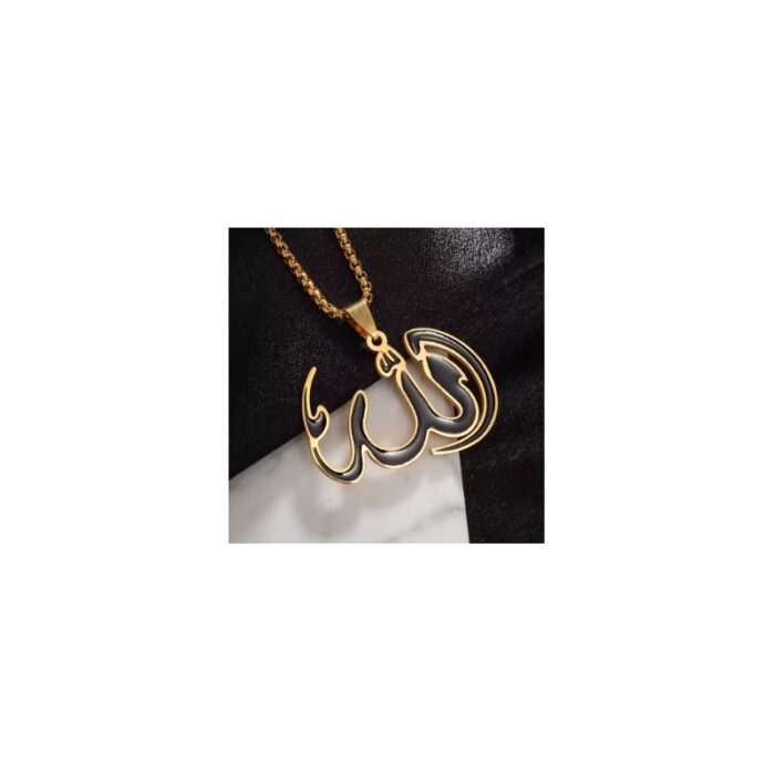 103382177_68335754cd3a3 قلادة مميزة للنساء بلفظ الجلالة مصنوعة من الستانلس ستيل المقاوم للصدأ لون ذهبي - الصورة 1