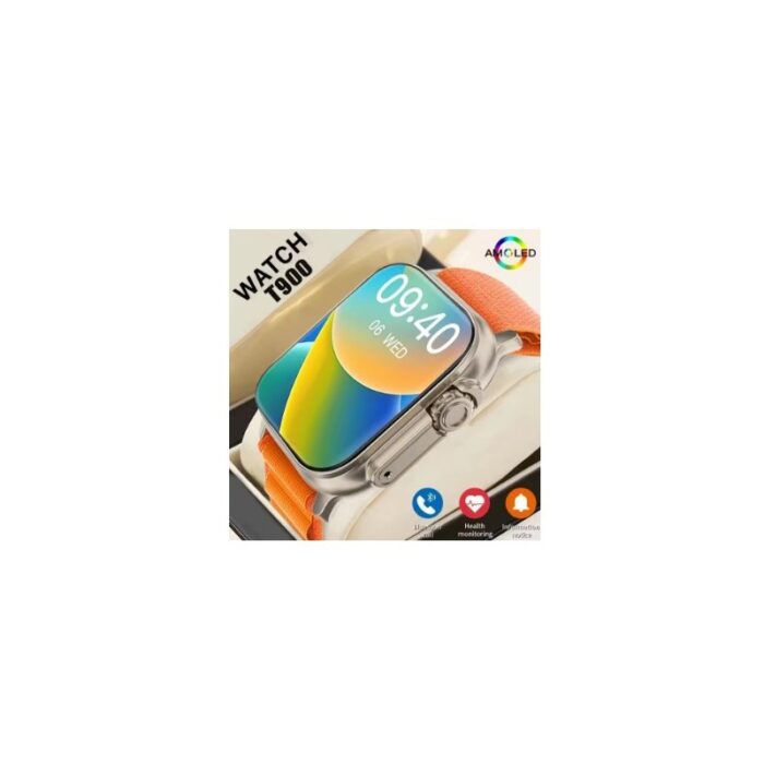 103382188_6833575fc2e91 ساعة ذكية T900 الترا شاشة 1.99 بوصة، تدعم الاتصال البلوتوث والرد على المكالمات - شحن لاسلكي - حزام لون رمادي - الصورة 1