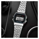 ⁦ساعة رقمية  للرجال - إضاءة LED  - ذات حزام من  الستانلس ستيل المقاوم لرذاذ الماء - موديل  F91W - لون فضي⁩ - الصورة ⁦4⁩