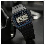 ⁦ساعة رقمية  للرجال - إضاءة LED  - ذات حزام من  السيليكون - موديل  F91W - لون أسود⁩ - الصورة ⁦4⁩