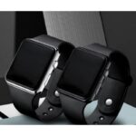 ساعة يد رقمية LED للكبلز ( زوج) ذات شاشة مربعة - حزام سيليكون - لون أسود وفضي