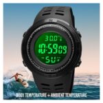 ⁦ساعة رياضية رقمية مع إضاءة LED للرجال ضد الماء - حزام سيليكون متين⁩ - الصورة ⁦5⁩