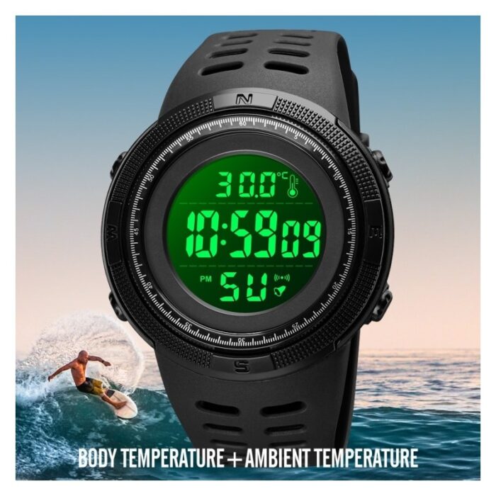 ⁦ساعة رياضية رقمية مع إضاءة LED للرجال ضد الماء - حزام سيليكون متين⁩ - الصورة ⁦5⁩