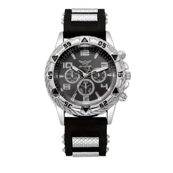 103382269_6833578499de2 ساعة يد سيليكون رجالية - قرص دائري كبير - تصميم عصري - لون سكني وأرضية سوداء - الصورة 1