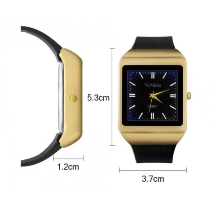 103382288_68335789a7b99 ساعة يد رجالية كوارتز حزام من السيليكون- لون أسود مع ذهبي- ماركة عالمية WoMaGe - الصورة 1