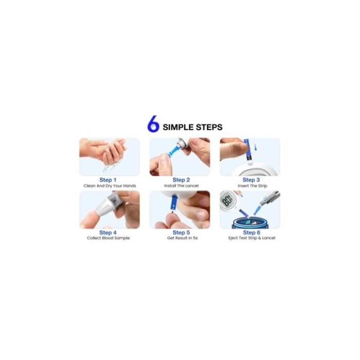 ⁦بكج 3 قطع جهاز منزلي لمراقبة مستوى السكر في الدم بسهولة وثقة - شاشة LCD كبيرة وواضحة مع 50 شريط لاختبار مستوى السكر وإبر معقمة⁩ - الصورة ⁦4⁩