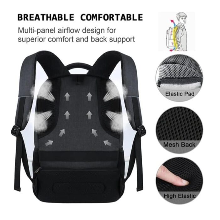 ⁦شنتة لابتوب فخمة مع مدخل USB ومقاومة للماء والخدش وبتصميم أنيق وعصري، وذات سعة كبيرة وجيوب متعددة⁩ - الصورة ⁦3⁩