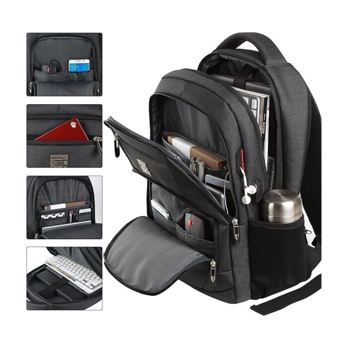 ⁦شنتة لابتوب فخمة مع مدخل USB ومقاومة للماء والخدش وبتصميم أنيق وعصري، وذات سعة كبيرة وجيوب متعددة⁩ - الصورة ⁦5⁩