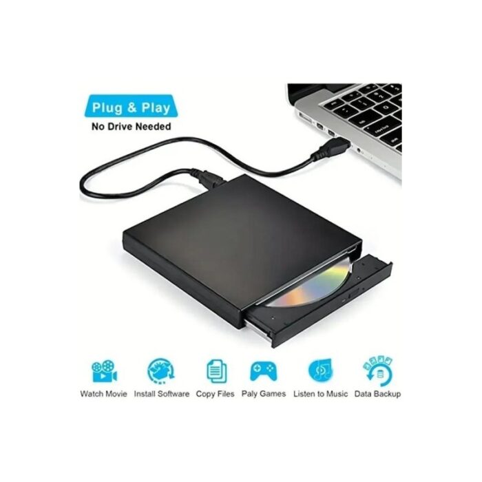 ⁦محرك أقراص خارجي DVDCDRW مزود بتقنية USB 2.0 - لتوفير سرعة عالية وموثوقية في النقل - مثالي لأجهزة الكمبيوتر المحمولة والمكتبية⁩ - الصورة ⁦4⁩