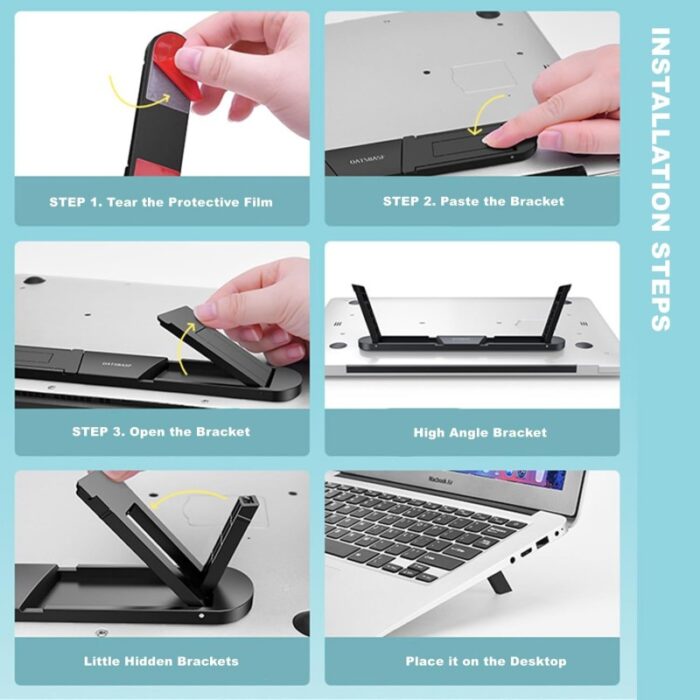 ⁦حامل كمبيوتر محمول وخفيف الوزن قابل للطي ومناسب لأجهزة الكمبيوتر الشخصي - ارتفاع قابل للتعديل - مصنوع من مادة ABS عالية الجودة⁩ - الصورة ⁦7⁩