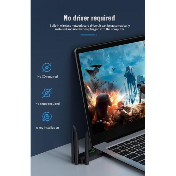⁦محول USB 3.0 واي فاي للكمبيوتر الشخصي - 4 أنتينات ، جهاز استقبال لاسلكي ، ثنائي النطاق - سرعة النفاذية  Mbps1200- ثنائي النطاق GHz & 5GHz - ماركة ICANING⁩ - الصورة ⁦4⁩