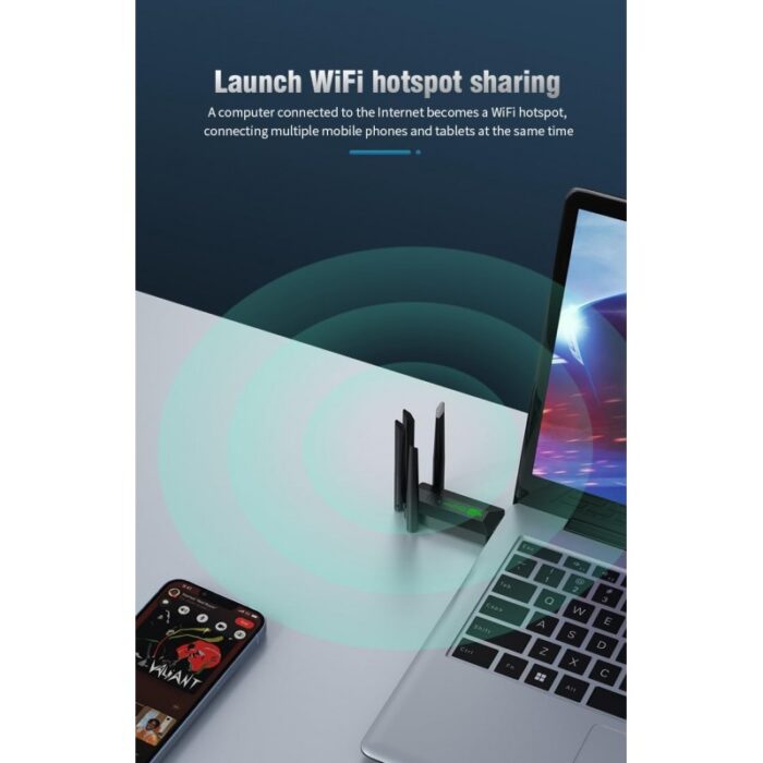 ⁦محول USB 3.0 واي فاي للكمبيوتر الشخصي - 4 أنتينات ، جهاز استقبال لاسلكي ، ثنائي النطاق - سرعة النفاذية  Mbps1200- ثنائي النطاق GHz & 5GHz - ماركة ICANING⁩ - الصورة ⁦5⁩