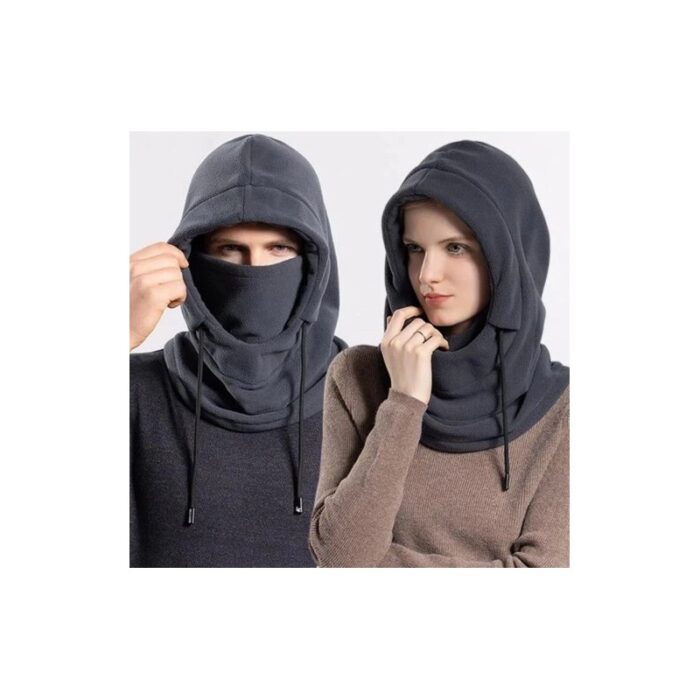 ⁦طنطور شتوي لكلا الجنسين من الصوف الناعم مع قناع ورباط قابل للتعديل- مثالي في فصل الشتاء أثناء المشي والجري وركوب الدراجات- لون أسود⁩ - الصورة ⁦4⁩