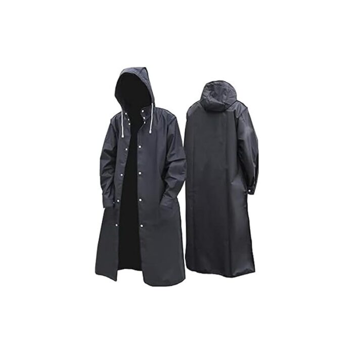 ⁦معطف جكيت مطر نايلون للوقاية من المطر والاوساخ مقاوم للماء ومناسب للرجال والنساء خفيف الوزن لون أسود مناسب من وزن 40 -100 كغم وطول من 150 - 190متر⁩ - الصورة ⁦5⁩