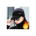 ⁦طقية صوف شتوية عصرية للرجال مع لفحة للرقبة تصميم عصري وأنيق لون أسود مع سكني ماركة Jeans⁩ - الصورة ⁦3⁩