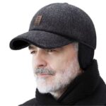 طقية شتوية من الصوف الدافئ للرجال مع غطاء للاذنين - تصميم عصري وأنيق - لون سكني