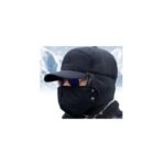 ⁦طقية فرو دافئ للرجال مع غطاء للاذنين و للانف والفم يمكن إزالته - يمكن ارتداؤها في أي مكان وأثناء الجري وركوب الدراجات - لون اسود⁩ - الصورة ⁦4⁩