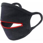 ⁦كمامة قناع وجه قماش بسحاب مع فتحة مناسب للتدخين بسهولة وأثناء ركوب الدراجة لون أسود وسحاب أحمر⁩ - الصورة ⁦2⁩