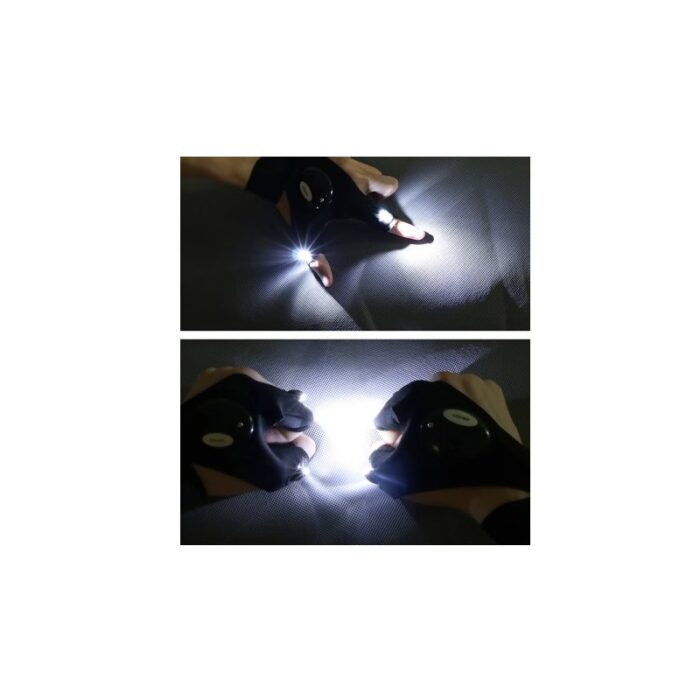 ⁦قفاز كفوف مصباح يدوي LED كف واحد لليد اليسرى - مثالي عند الجري الليلي  أو في التخييم  وركوب الدراجات لون أسود⁩ - الصورة ⁦3⁩