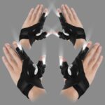 ⁦قفاز كفوف مصباح يدوي LED كف واحد لليد اليسرى - مثالي عند الجري الليلي  أو في التخييم  وركوب الدراجات لون أسود⁩ - الصورة ⁦4⁩