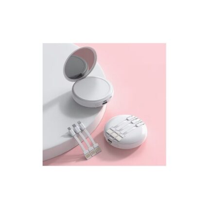 باور بانك محمول سعة 20000 ميلي أمبير مع مرآة - ذات 3 أسلاك مدمجة USB ومايكرو و Lightining و Type C - حجم وسط
