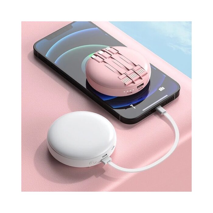 ⁦باور بانك محمول سعة 20000 ميلي أمبير مع مرآة - ذات 3 أسلاك مدمجة USB ومايكرو و  Lightining و Type C - حجم وسط⁩ - الصورة ⁦3⁩