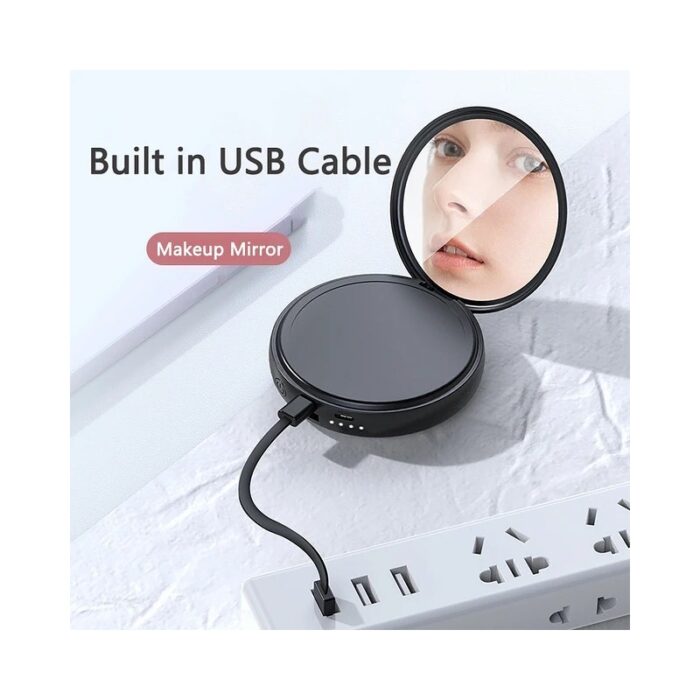 ⁦باور بانك محمول سعة 20000 ميلي أمبير مع مرآة - ذات 3 أسلاك مدمجة USB ومايكرو و  Lightining و Type C - حجم وسط⁩ - الصورة ⁦4⁩