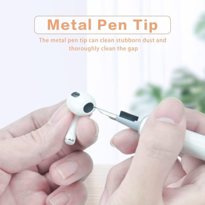 ⁦قلم تنظيف سماعات الاذن ايربودز متعددة الوظائف 3 في 1 مع فرشاة ناعمة مصنوع من معدن ومطاط وإسفنج من الألياف الدقيقة⁩ - الصورة ⁦5⁩
