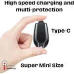 ⁦باور بانك Type C على شكل ميدالية مفاتيح مزود طاقة محمول حجم صغير وخفيف الوزن سعة 2000 ميلي أمبير لون أسود/ زهري حصريًا في مارت⁩ - الصورة ⁦4⁩