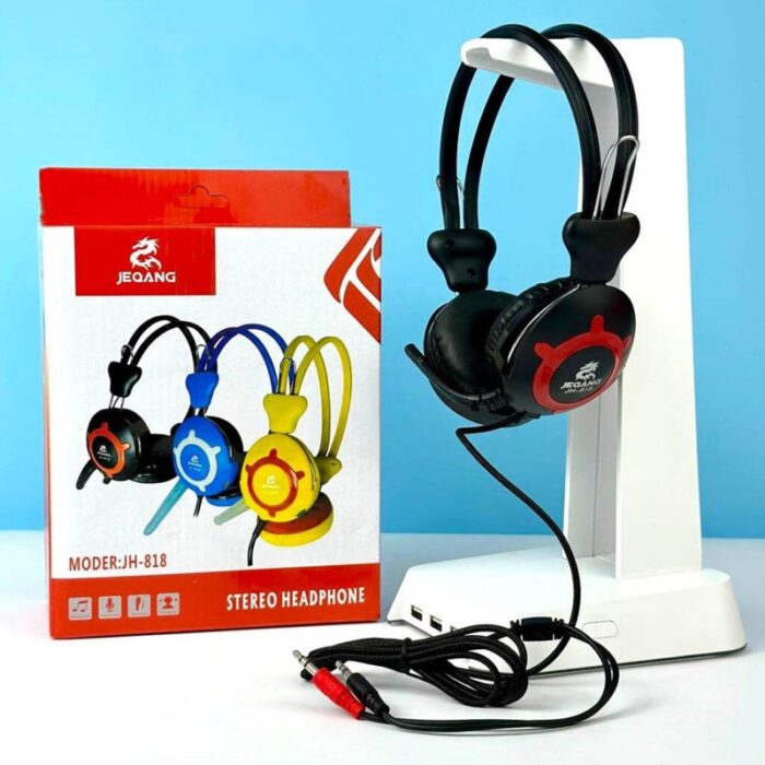 ⁦سماعة رأس سلكية مع ميكروفون للألعاب موديل JEQANG JH-818 لون أسود⁩ - الصورة ⁦2⁩