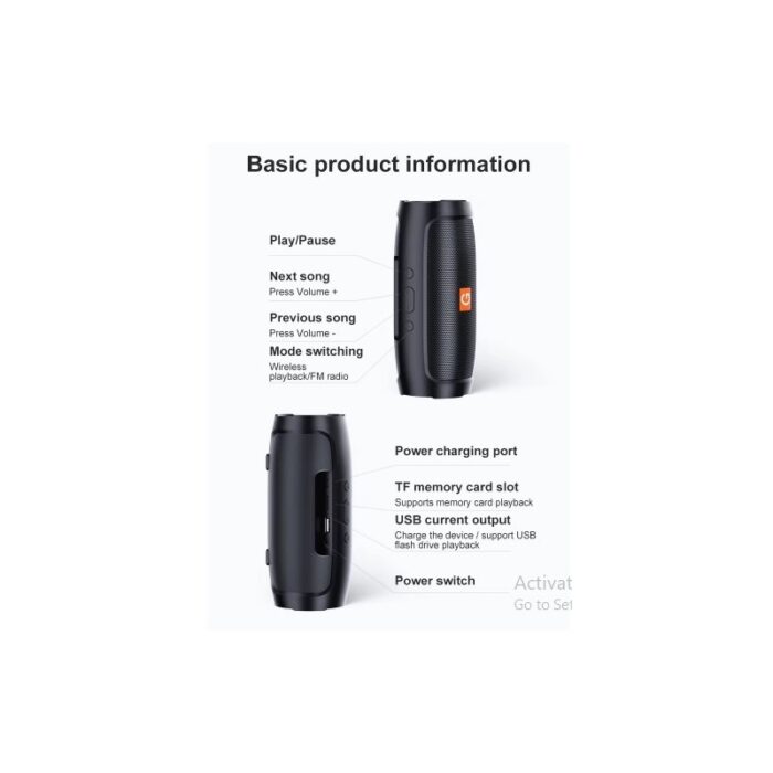 ⁦سبيكر مكبر صوت بلوتوث لاسلكي - محمول وخفيف الوزن - نطاق الارسال يصل ل 10 متر- منافذ USB وTF card - قوة 6 واط وبطارية 800 ميلي أمبير⁩ - الصورة ⁦6⁩