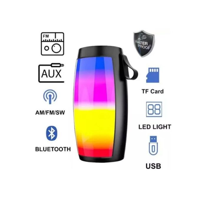 ⁦مكبر صوت بلوتوث لاسلكي مع إضاءة LED - بقوة 5 واط - منفذ شحن USB ومنفذ TF card⁩ - الصورة ⁦3⁩