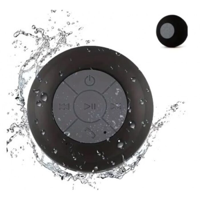 ⁦سبيكر  لاسلكي مضاد للماء ومستقبل للمكالمات وسماع الموسيقى - مضاد للماء ومحمول - يعمل بالبلوتوث - يمكن استخدامه في السيارة  او الحمام  - لون أسود⁩ - الصورة ⁦3⁩