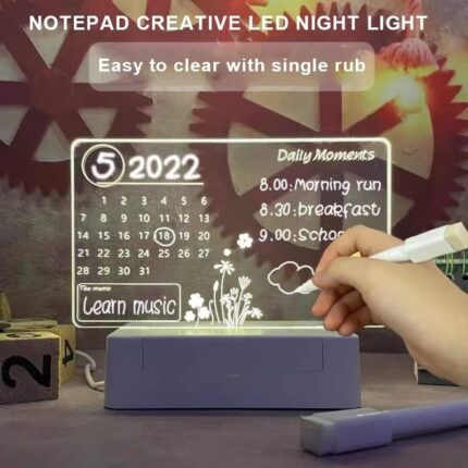 شاشة LED للكتابة عليها بخط اليد مع مصباح ليلي يمكن شحنها بسلك USB