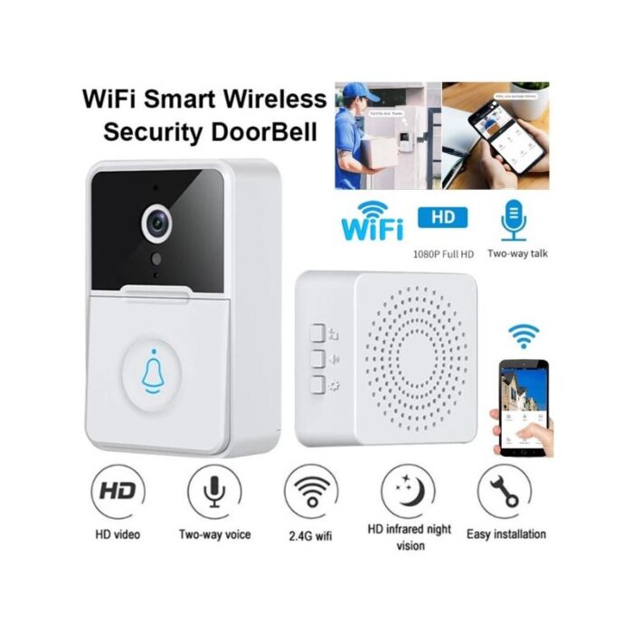 ⁦جرس باب لاسلكي Mini Wifi ذات كاميرا خارجية لاسلكية - صوت ثنائي الاتجاه - ميكروفون مدمج - رؤية ليلية - يعمل من خلال تطبيق X Smart Home⁩ - الصورة ⁦2⁩
