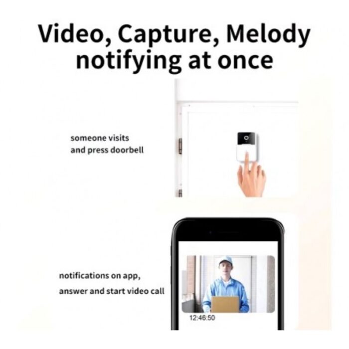⁦جرس باب لاسلكي Mini Wifi ذات كاميرا خارجية لاسلكية - صوت ثنائي الاتجاه - ميكروفون مدمج - رؤية ليلية - يعمل من خلال تطبيق X Smart Home⁩ - الصورة ⁦3⁩