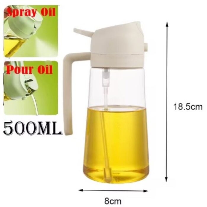 ⁦قنينة مطرة بخاخ زيت خفيفة الوزن ثنائي الوظيفة ( بخاخ وصبّ) مصنوعة من البلاستيك القوي آمنة غذائيا للتحكم في كمية الزيت في الطعام حجم كبير 500 مللي⁩ - الصورة ⁦6⁩