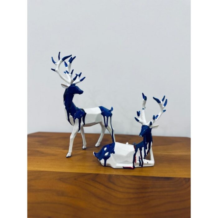 ⁦زوج عزلان ابيض مخطط ازرق⁩ - الصورة ⁦2⁩