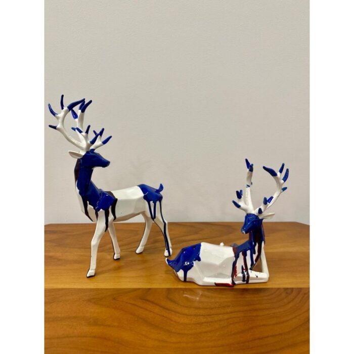 ⁦زوج عزلان ابيض مخطط ازرق⁩ - الصورة ⁦4⁩